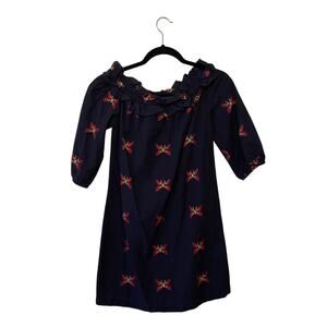 Trina Turk M long bell sleeve dress butterfly ruffle boho chic contemporary blue